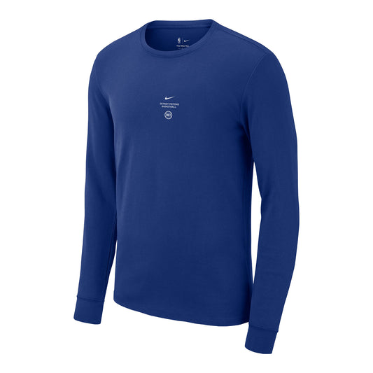 Detroit Pistons Nike 2026 Long Sleeve Practice T-Shirt in Blue - Front View