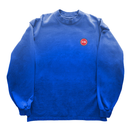 Warren Lotas x Detroit Pistons Detroit Horsepower 2 Long Sleeve T-Shirt in Blue - Front View