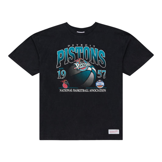 Detroit Pistons Mitchell & Ness HWC Street T-Shirt in Black - Front View
