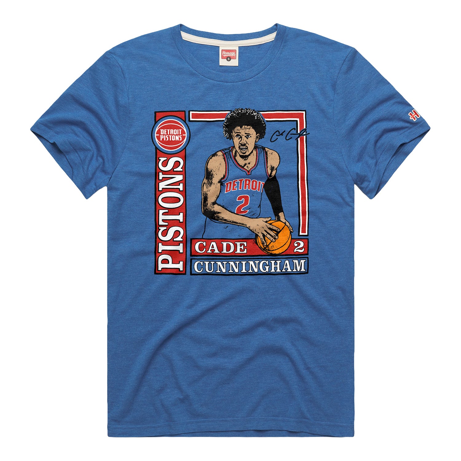 Detroit Pistons Homage Cade Cunningham Signature T-Shirt in Blue - Front View