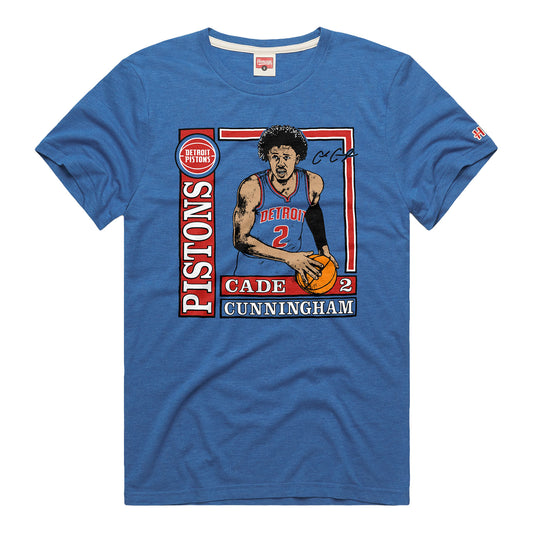 Detroit Pistons Homage Cade Cunningham Signature T-Shirt in Blue - Front View