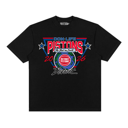 Detroit Pistons Big Sean 313 Day Heavyweight T-Shirt in Black - Front View