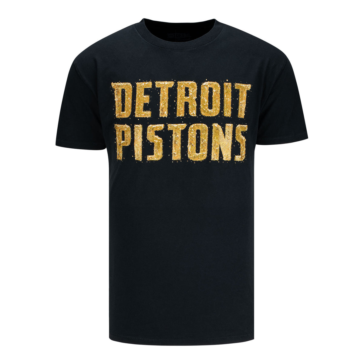 Detroit Pistons 313 Shop Black & Gold Mosaic T-Shirt in Black - Front View