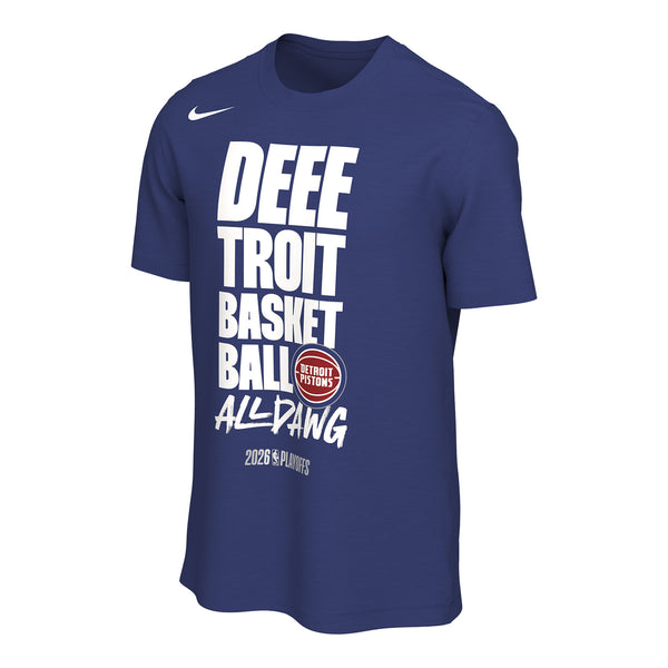 Detroit Pistons Playoffs '26 Nike Mantra T-Shirt in Blue - Front View