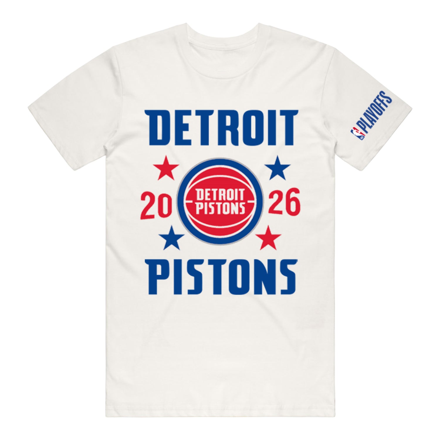 Detroit Pistons Playoffs '26 Stars T-Shirt in White - Front View