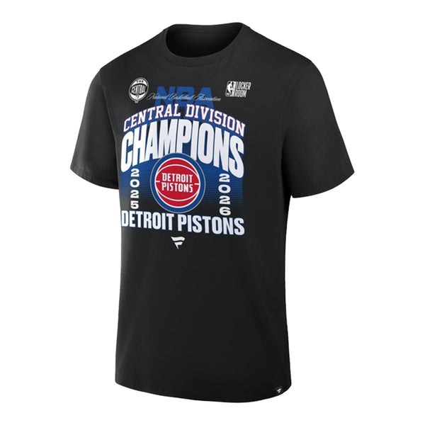 Detroit Pistons 2025-26 Central Division Champs T-Shirt in Black - Front View
