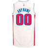 Detroit Pistons Personalized Nike Association Swingman Jersey in White - Back View
