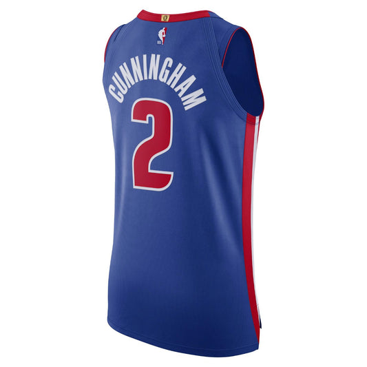 Detroit Pistons Cade Cunningham Nike Authentic Icon Jersey in Blue - Back View