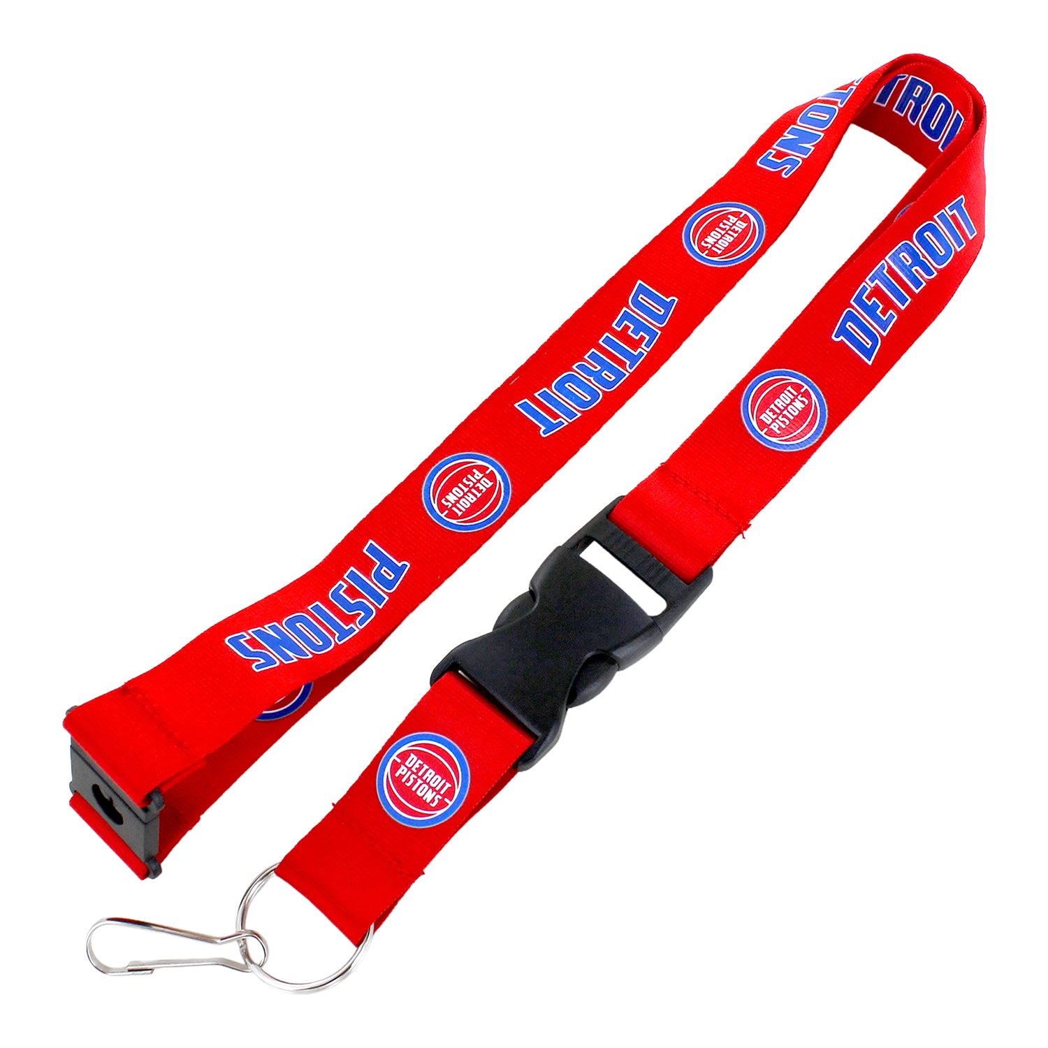 Detroit Pistons Aminco Primary Red Lanyard in Red - Front View