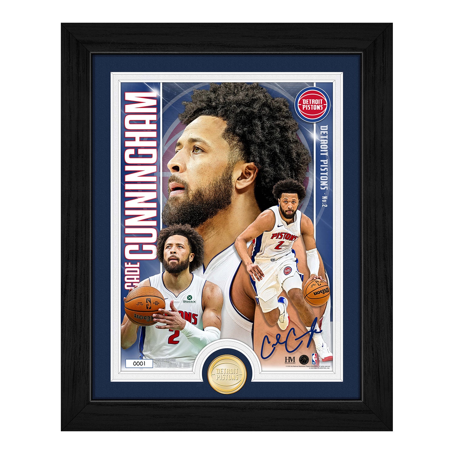 Detroit Pistons Cade Cunningham Bronze Coin Artist Proof Photo Mint - Front View