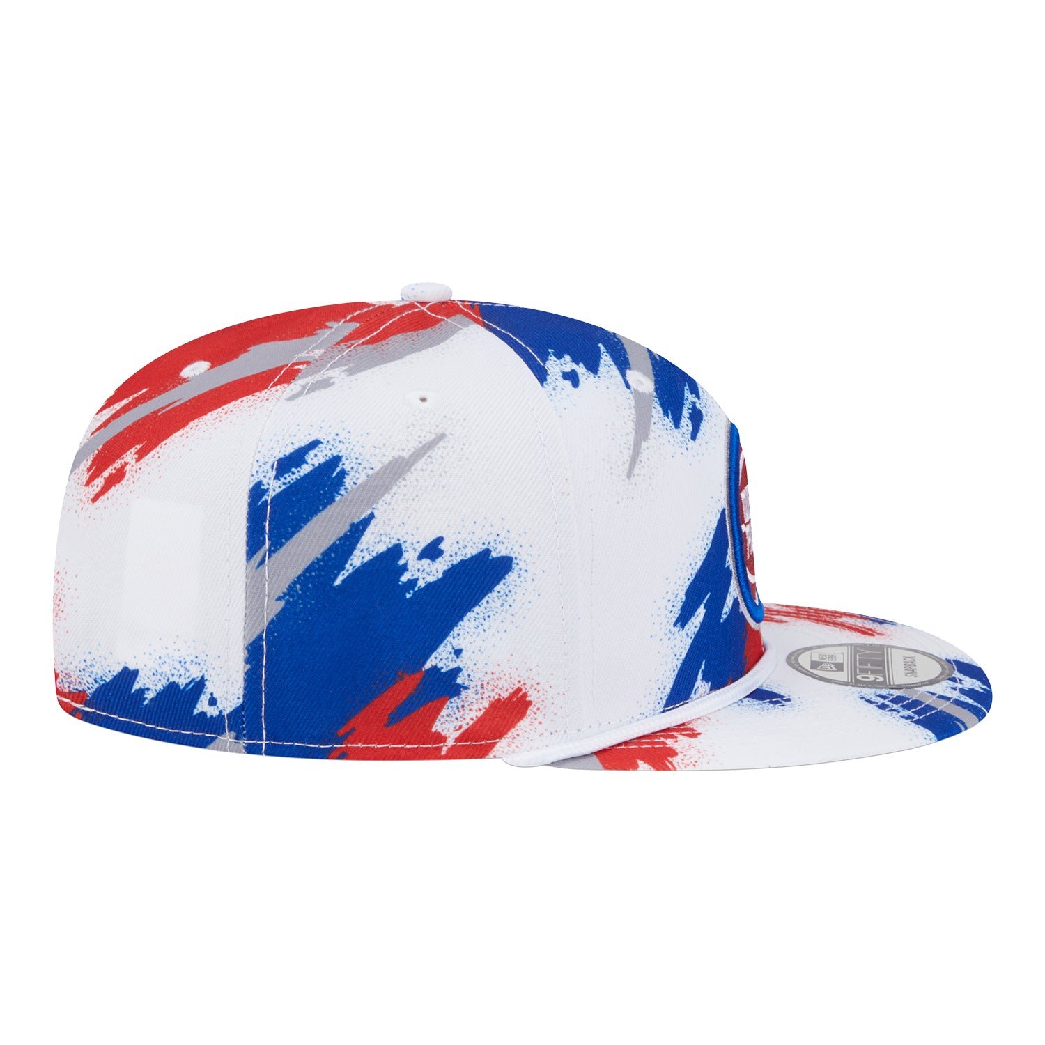Youth Detroit Pistons New Era Painted 950 Snapback in White Blue and Red - Right Side View