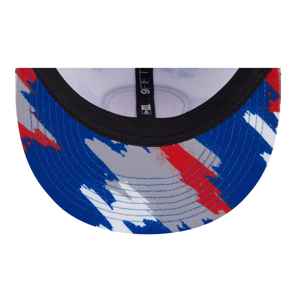 Youth Detroit Pistons New Era Painted 950 Snapback in White Blue and Red - Underbrim View