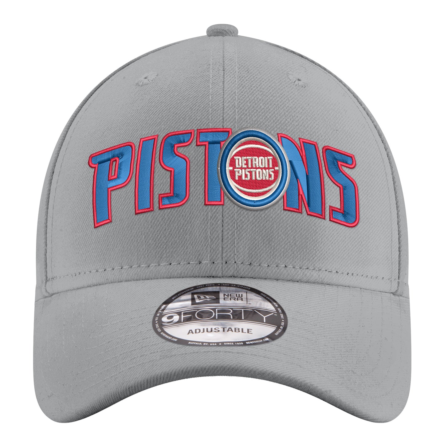 Youth Detroit Pistons New Era 940 Wordmark Hat in Grey - Front View