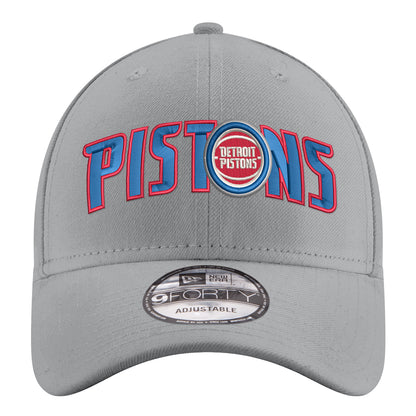 Youth Detroit Pistons New Era 940 Wordmark Hat in Grey - Front View