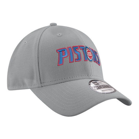Youth Detroit Pistons New Era 940 Wordmark Hat in Grey - Front Right View