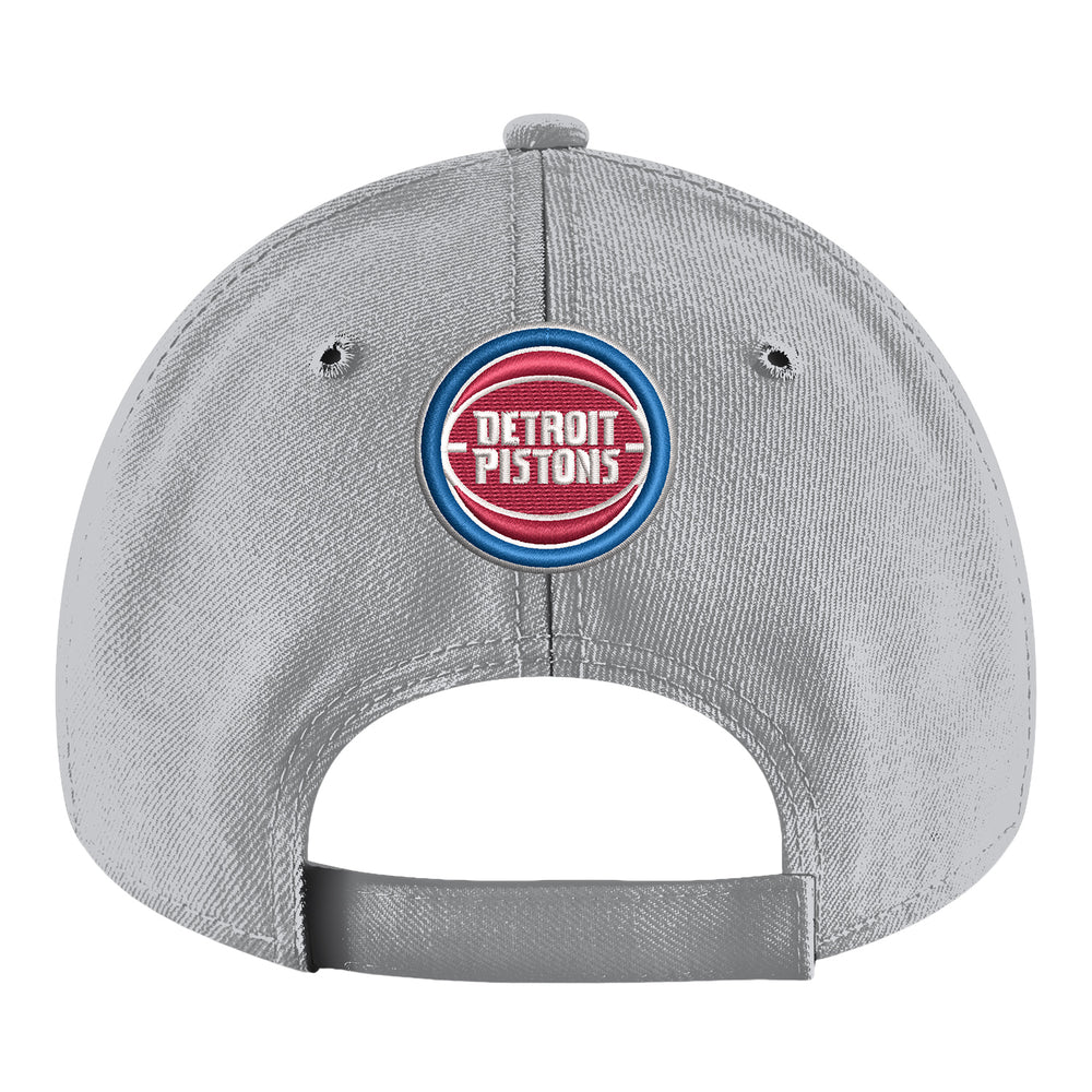 Youth Detroit Pistons New Era 940 Wordmark Hat in Grey - Back View