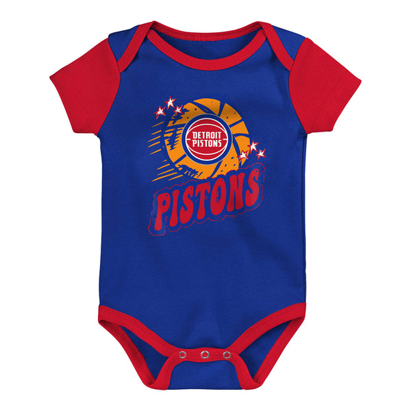 Infant Detroit Pistons Outerstuff Double Dribble 3-Piece Set Onesie Front View