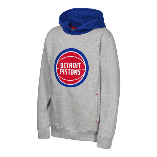 Youth Detroit Pistons Outerstuff Legacy Swingman Hoodie in Grey - Front view