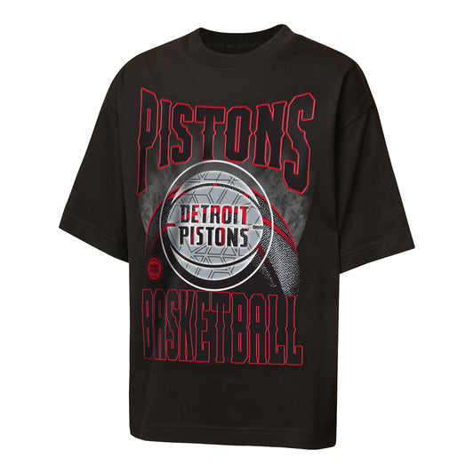 Youth Detroit Pistons Outerstuff Fashion T-Shirt in Black - Front view