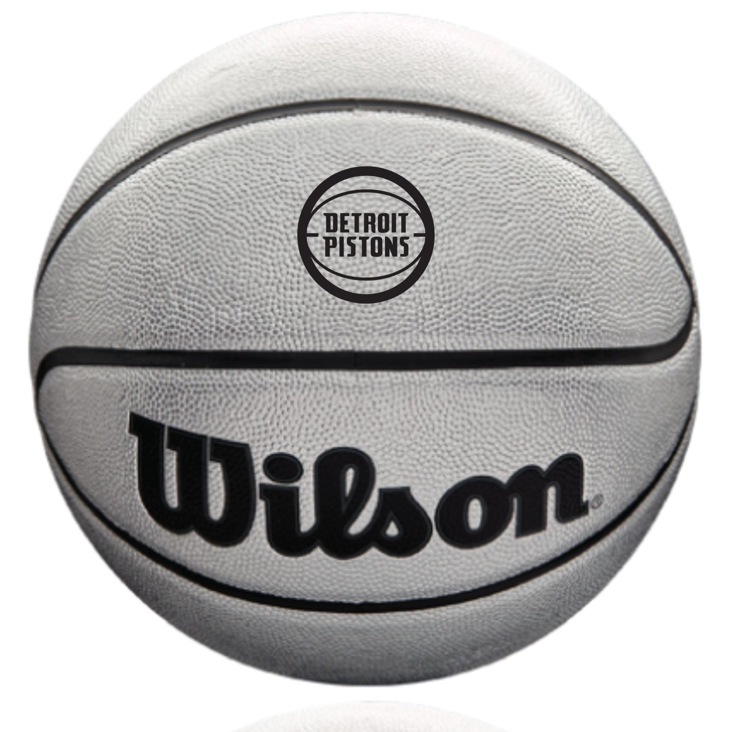 2026 NBA All Star Cade Cunningham Full Size Platinum Basketball in Silver - Detroit Pistons Logo View