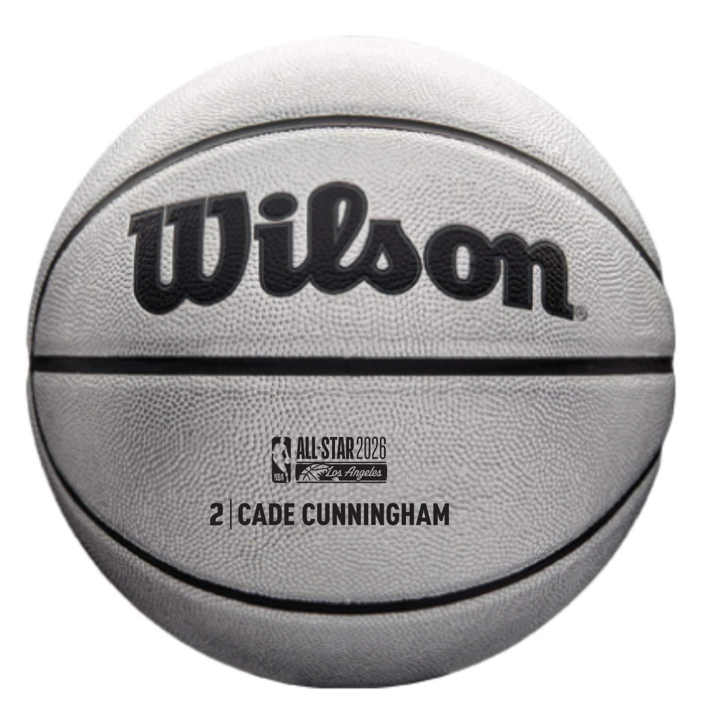 2026 NBA All Star Cade Cunningham Full Size Platinum Basketball in Silver - Front View