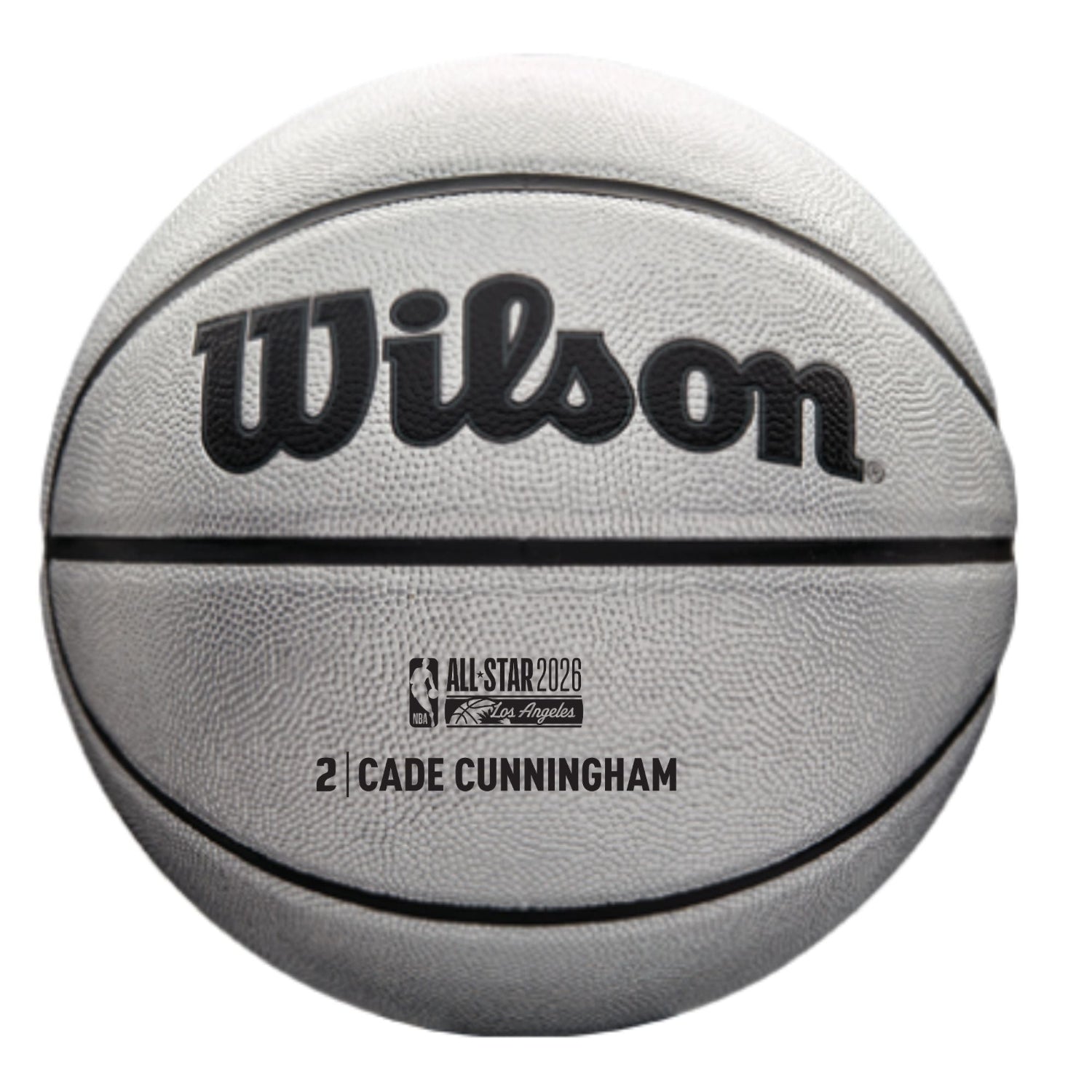 2026 NBA All Star Cade Cunningham Full Size Platinum Basketball in Silver - Front View