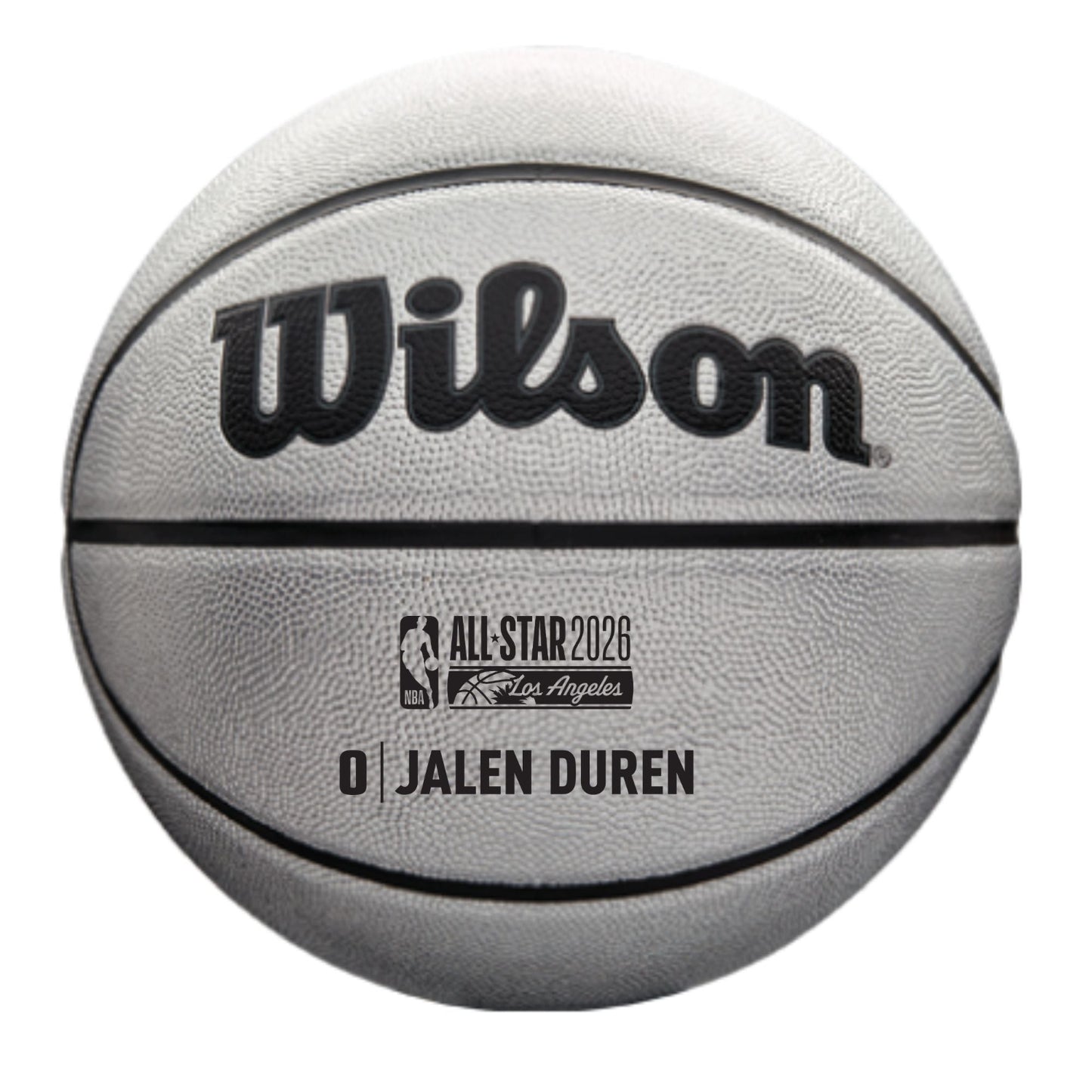2026 NBA All Star Jalen Duren Full Size Platinum Basketball in Silver - Front View