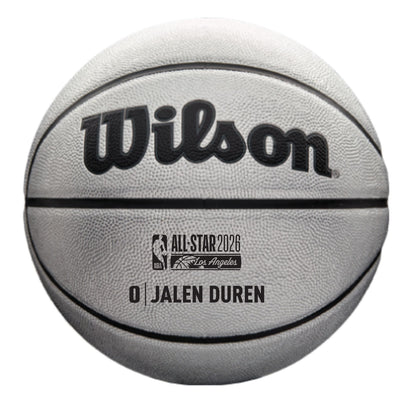 2026 NBA All Star Jalen Duren Full Size Platinum Basketball in Silver - Front View
