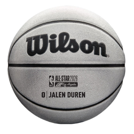 2026 NBA All Star Jalen Duren Full Size Platinum Basketball in Silver - Front View