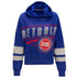 Ladies Junk Food Pistons Pullover Hooded Sweatshirt in Blue - Front View
