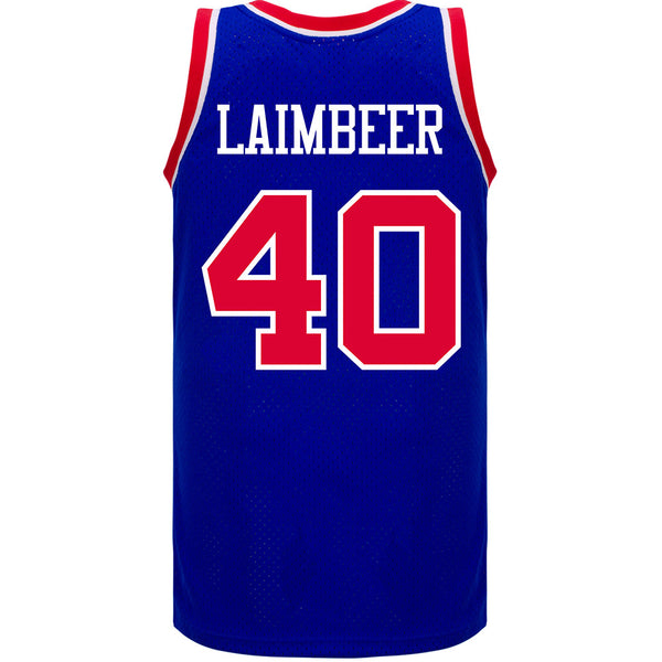 Bill Laimbeer Mitchell & Ness Throwback Jersey in Blue - Back View