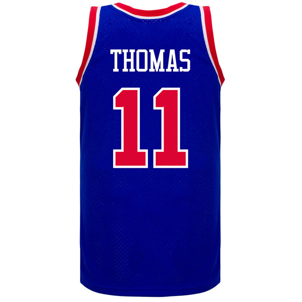 Isiah Thomas Mitchell & Ness Throwback Jersey in Blue - Back View