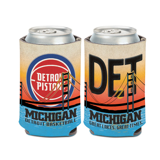 Wincraft Pistons 12oz License Plate Can Cooler in Tan - Front/Back View