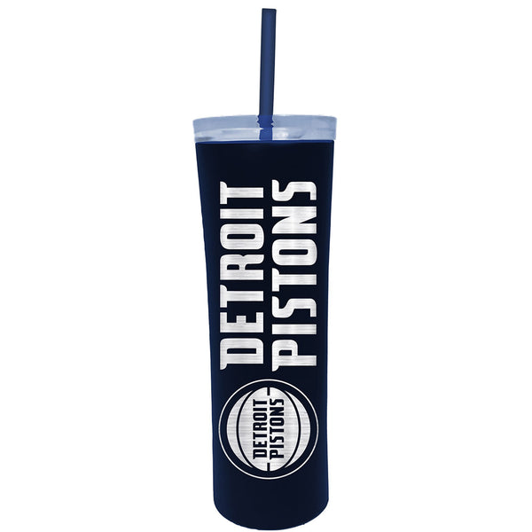 Detroit Pistons 18 oz Cup with Straw in Navy - Front View