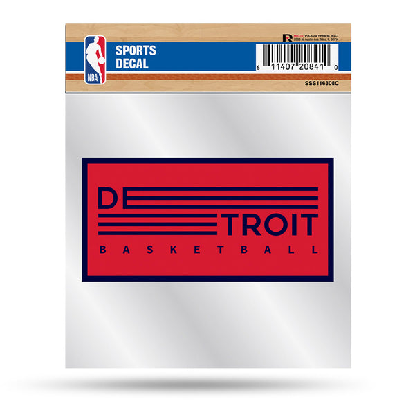 Detroit Pistons 4x4 Detroit Basketball Decal in Red and Black - Front View