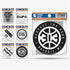 Pistons 6 Pack Stickers in Black and White - Front View