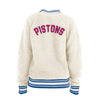 Ladies New Era Pistons Sherpa Full-Zip Jacket in White - Back View