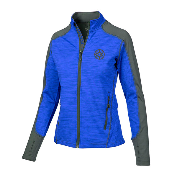 Ladies Levelwear Pistons 313 Space Dye Full-Zip Jacket in Blue and Gray - Front View