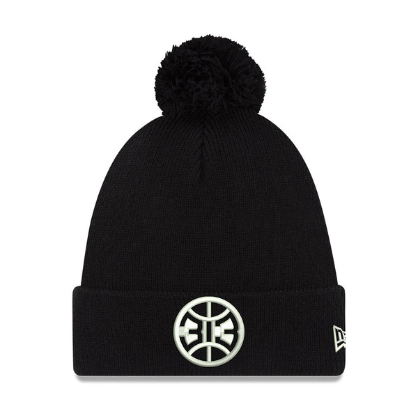 Detroit Pistons Ladies New Era 313 Black Knit - Front View