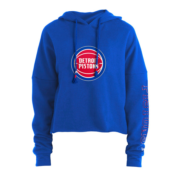 New Era Pistons Ladies Team Logo Pullover Hood in Blue - Front View
