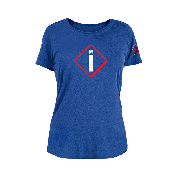 Ladies New Era Pistons City Edition Performance T-Shirt in Blue - Front View