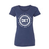 Ladies Pistons DET Triblend T-Shirt in Bluish Gray - Front View