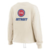 Ladies Wear by Erin Andrews Pistons Long Sleeve Draw String Crop T-Shirt in Cream - Back View