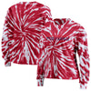 Ladies Wear by Erin Andrews Pistons Long-Sleeve Tie Dye Crop Top in Red and White - Front and Back View