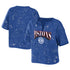Pistons Ladies WEAR by Erin Andrews Bleach Splatter T-Shirt in Blue - Front/Back View