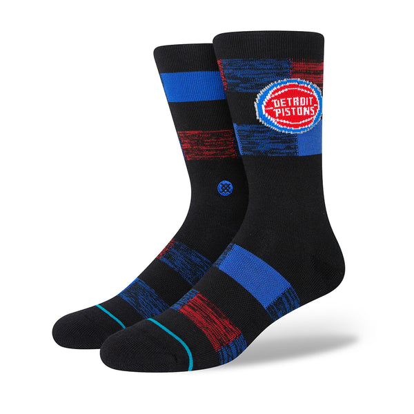 Pistons Cryptic Socks in Black Stripes - Side View