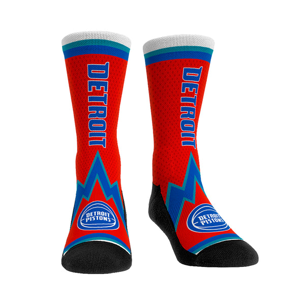 Rock 'Em Apparel Pistons City Edition Socks in Red - Front View