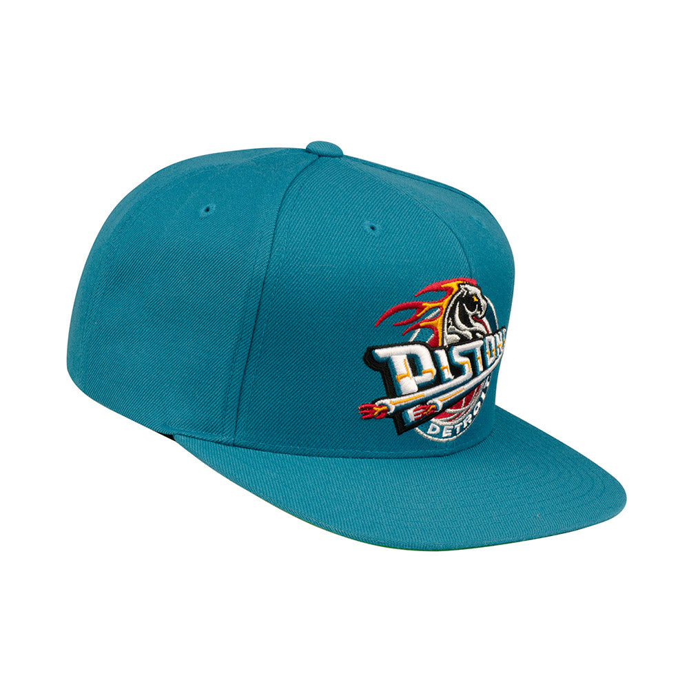 Mitchell Ness Detroit Pistons Teal Retro Logo Snapback Hat