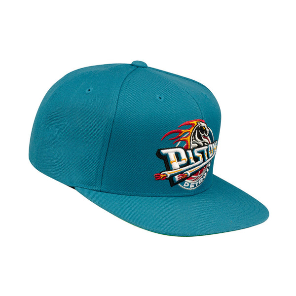 Mitchell & Ness Detroit Pistons Teal Retro Logo Snapback Hat - Right View