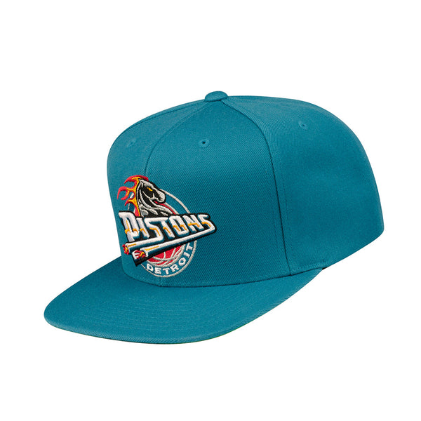 Mitchell & Ness Detroit Pistons Teal Retro Logo Snapback Hat - Left View